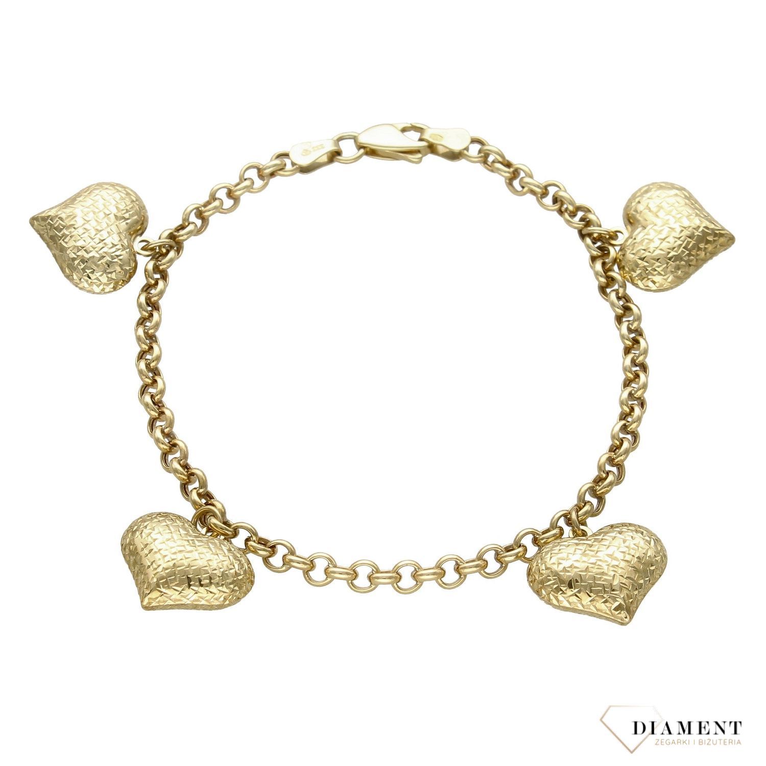 Złota bransoletka z sercami BR 3737.jpg